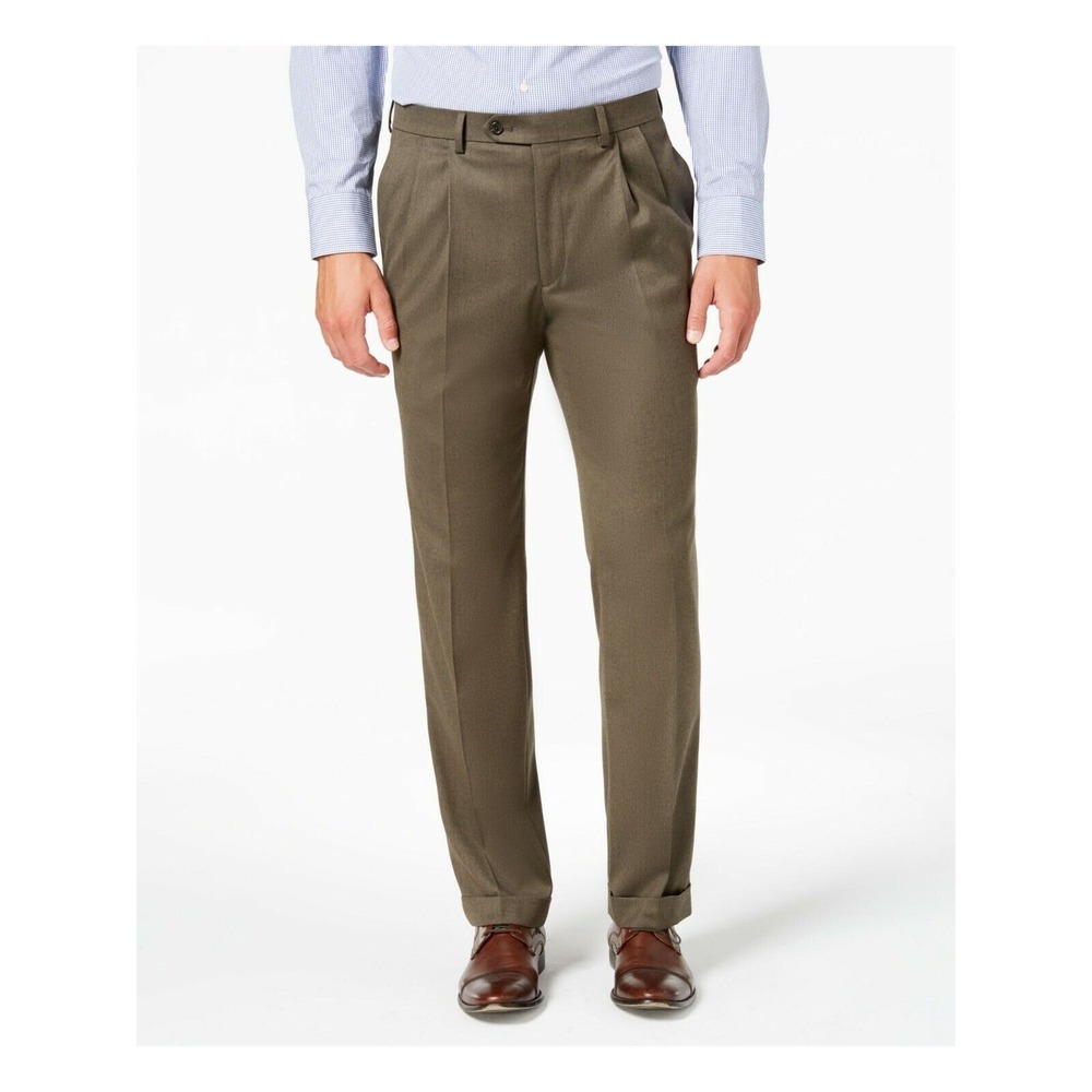 Ralph Lauren Mens Brown Stretch Striped Work Pants 32 X‎ 32